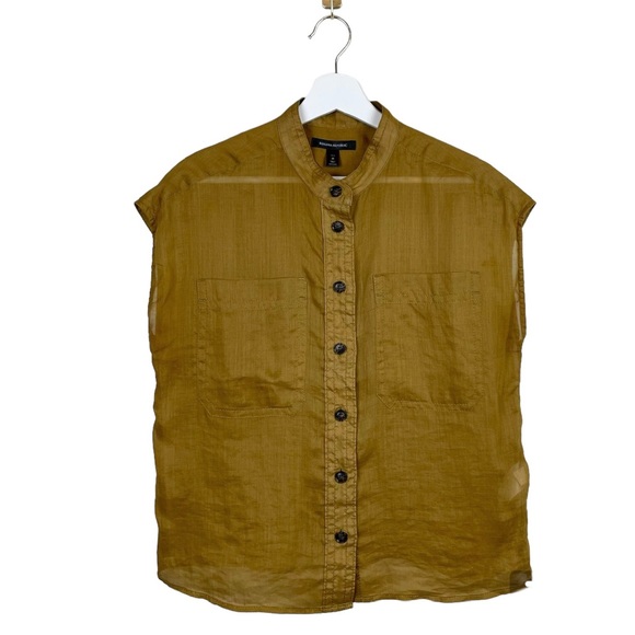 Banana Republic Ramie Utility Safari Shirt 2022 Size Medium Petite - Picture 2 of 7